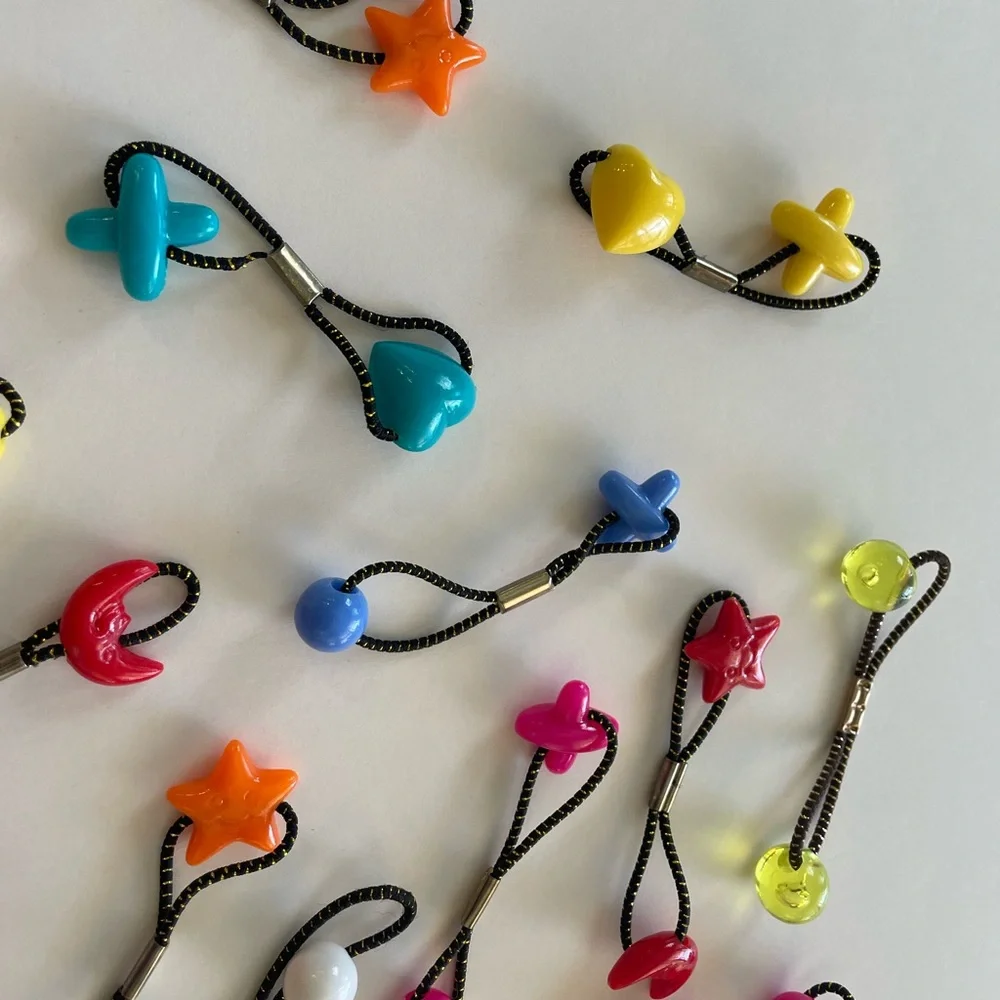 Vintage 90s Colorful‎ Hair Ties Lot - Novelty Shapes Ponytail Holders Y2K